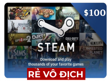 Gói nạp Steam Wallet 100$ ( Nạp chậm ) (~2.300.000 VNĐ)